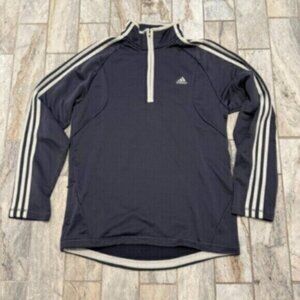 Adidas men's medium gray 1/4 zip heavy weight 3-stripe pullover